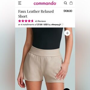 Commando faux leather relaxed short in sand size women’s XS